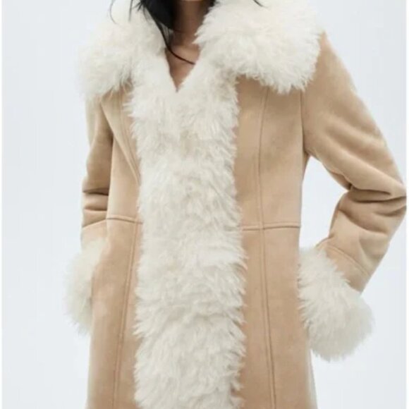 Mango NWT Shearling Lined Coat - Size L - Picture 7 of 7